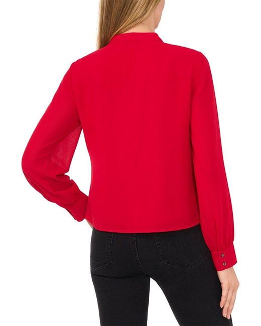 Cece Red Button-Up Blouse