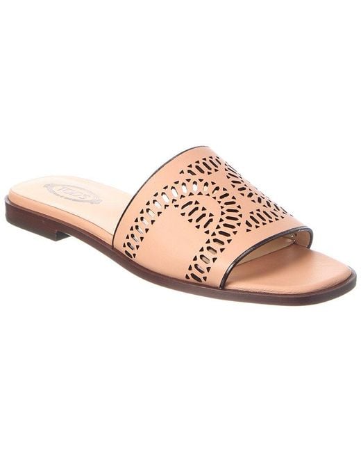Tod's Pink Logo Leather Sandal