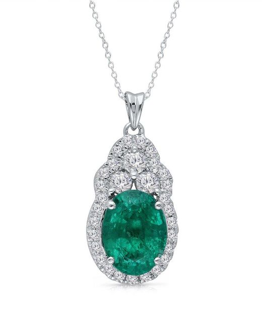 Kallati Green 14k 2.85 Ct. Tw. Diamond & Emerald Pendant Necklace