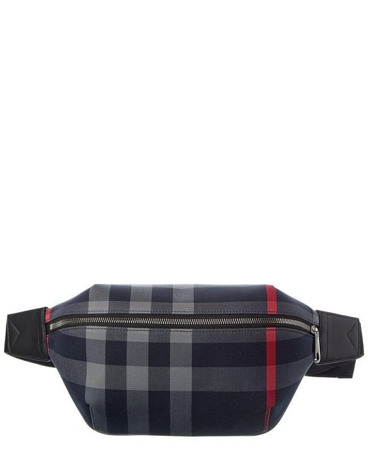 Burberry Gray Check Canvas Belt Bag for men