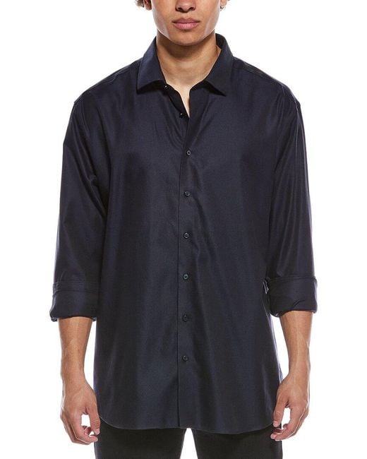 Eterna Blue Twill Kent Shirt for men