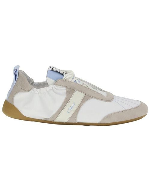 Chloé White Kick Nylon & Suede Sneaker