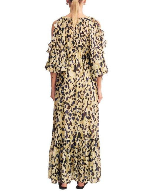 Shona Joy Metallic Kinetic Ruffle Drawstring Maxi Dress