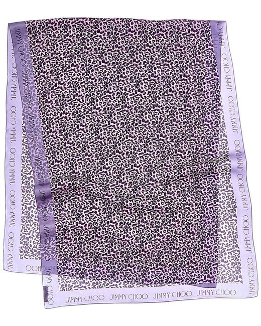 Jimmy Choo Blue Logo Silk Scarf