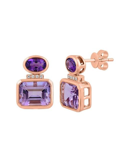 Effy Fine Jewelry White 14K Rose 4.78 Ct. Tw. Diamond & Gemstone Earrings