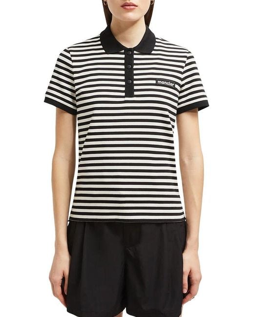 Moncler Black Striped Polo Shirt