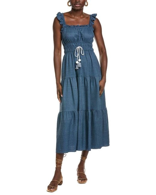Maison Tara Blue Lelis Twill Midi Dress