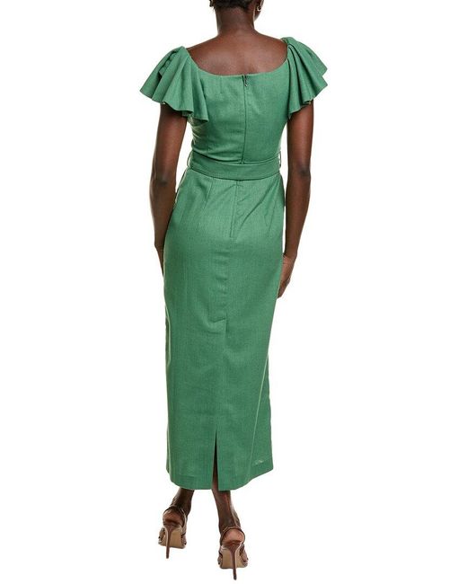 BGL Green Linen-Blend Midi Dress