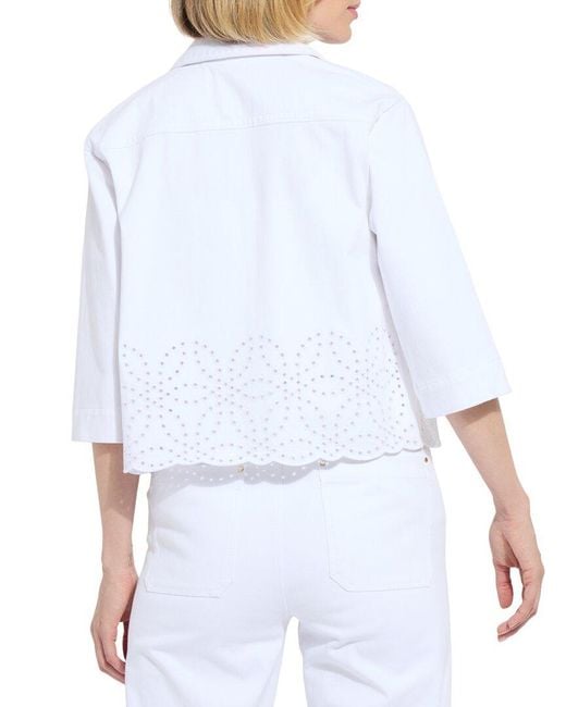 Lyssé White Gem Eyelet Embroidered Jacket