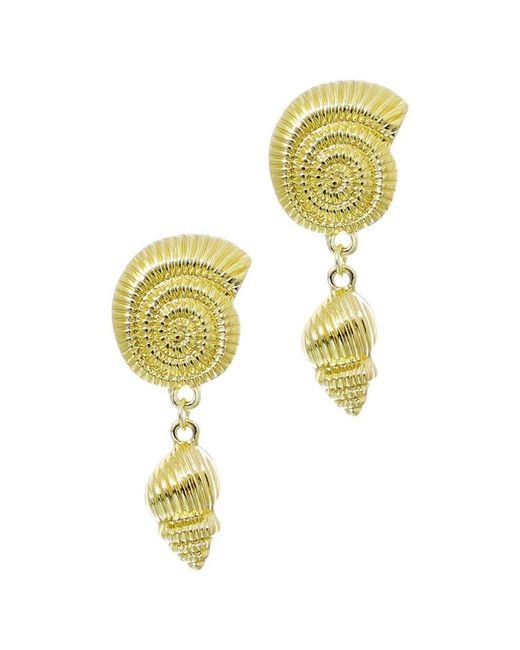 Adornia Metallic Swirl & Shell Drop Earrings