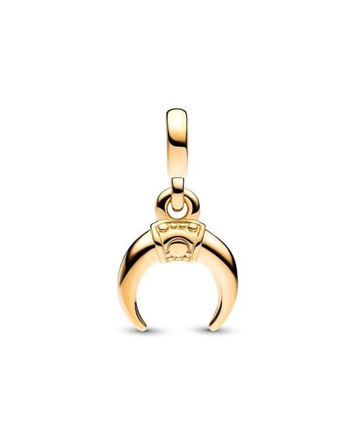 Pandora Metallic Me 14K Plated Cz Crescent Moon Mini Dangle Charm