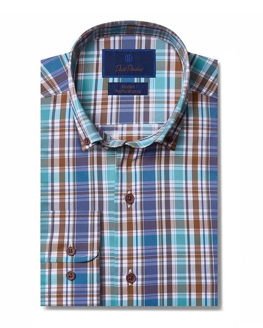 David Donahue Blue Causal Plaid Shirt for men