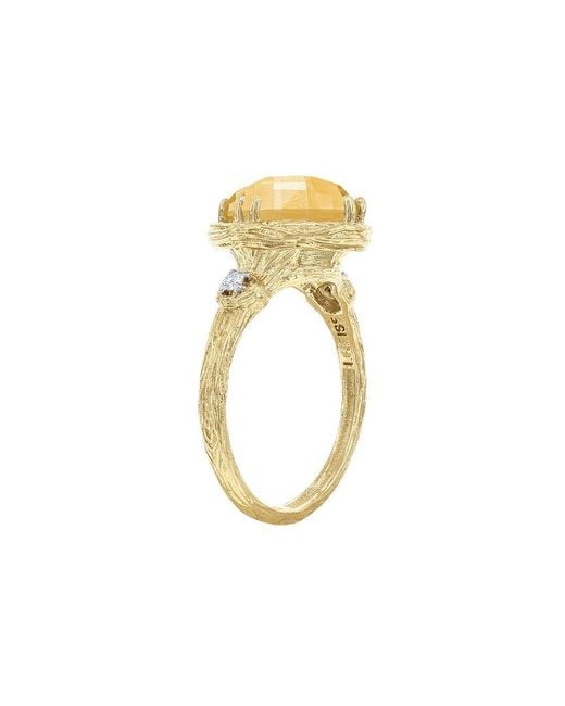 Reiss Metallic 14K 3.55 Ct. Tw. Diamond & Citrine Cocktail Ring