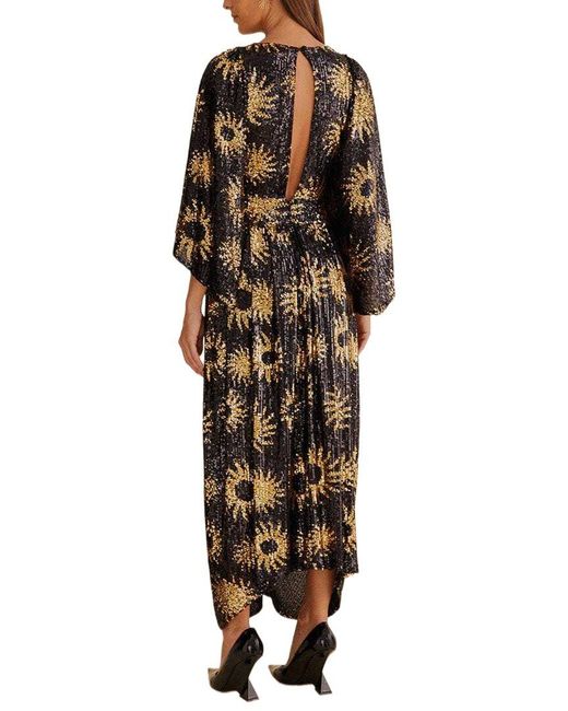 Farm Rio Black Sunny Mood Sequin Maxi Dress