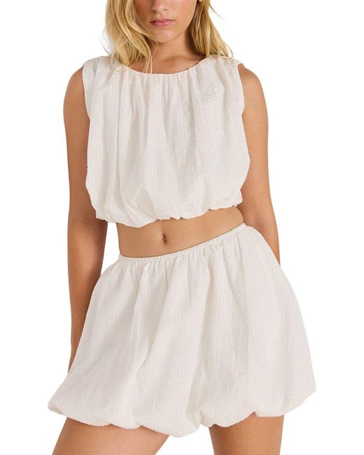 MINKPINK White Alexa Bubble Crop Top