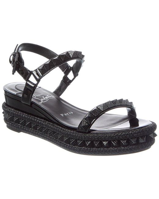 Christian Louboutin Metallic Logo Spike Leather Sandal