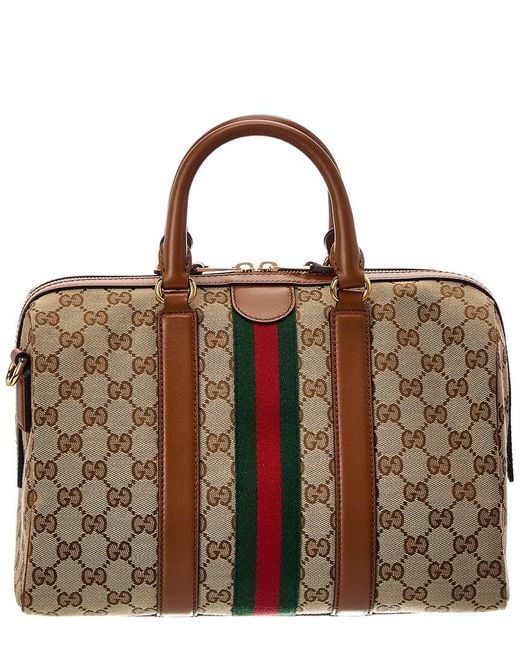 Gucci Brown Ophidia Medium Canvas & Leather Satchel