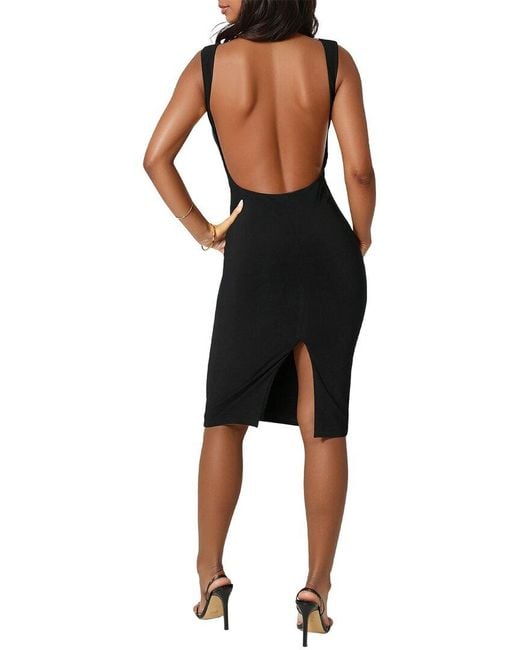 Bebe Black High Neck Open Back Midi Dress