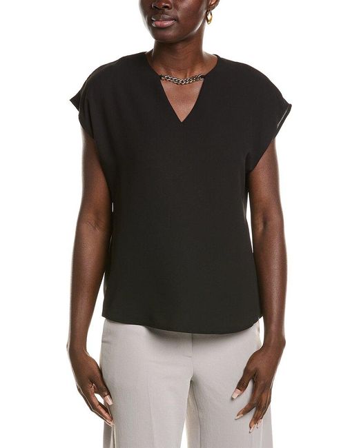 Anne Klein Black V-Neck Blouse