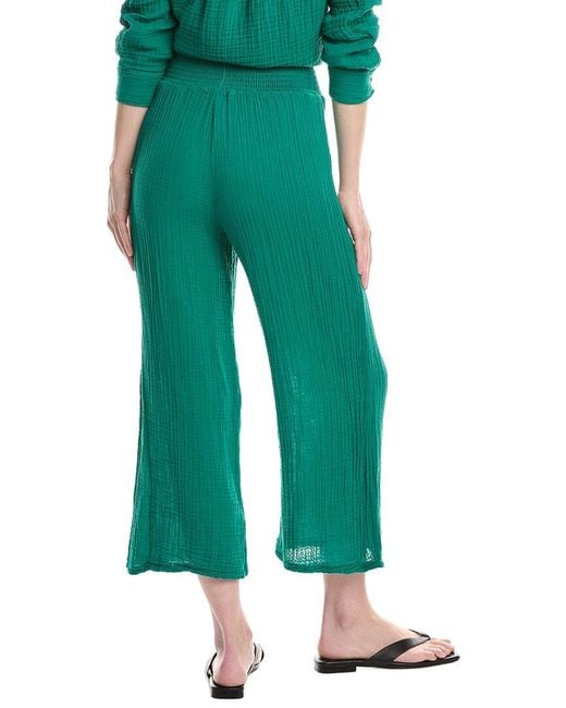 Michael Stars Green Medina Smocked Waist Cropped Pant