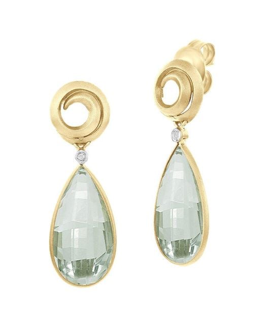 Reiss Metallic 14k 14.03 Ct. Tw. Diamond & Green Amethyst Earrings