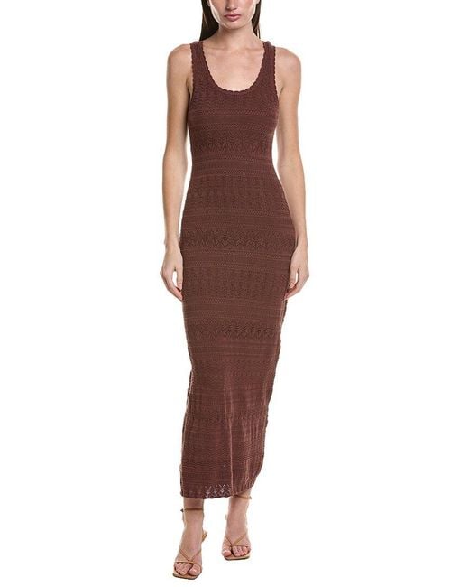 Saltwater Luxe Brown Pointelle Maxi Tank Dress