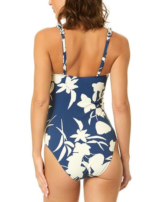 Cece Blue Contrast Ruffle One-Piece