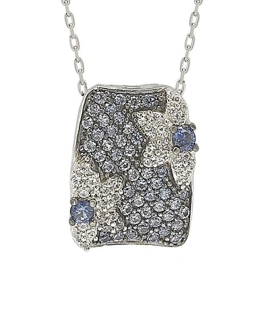 Suzy Levian Metallic Silver 0.86 Ct. Tw. Sapphire Necklace