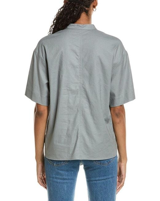 Vince Gray Linen-Blend Top