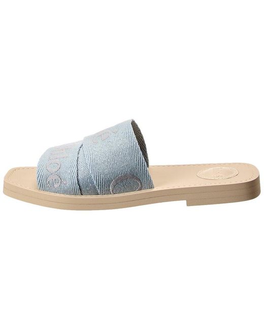 Chloé White Woody Canvas Slide