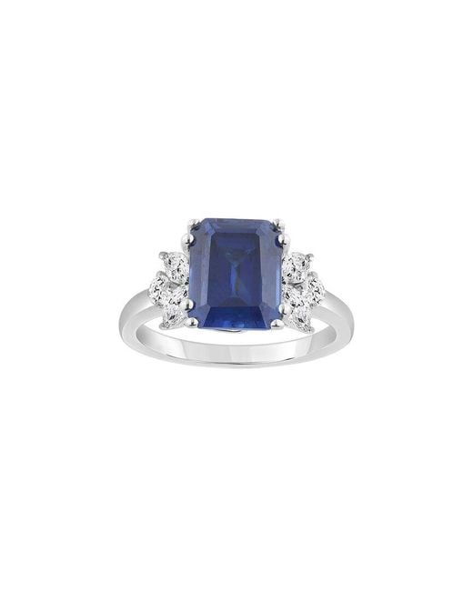 Brilliant Bloom Blue 14K.80 Ct. Tw. Lab-Grown Diamond & Sapphire Ring