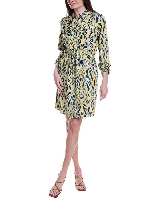 NIC+ZOE Yellow Syndney Linen-Blend Shirtdress