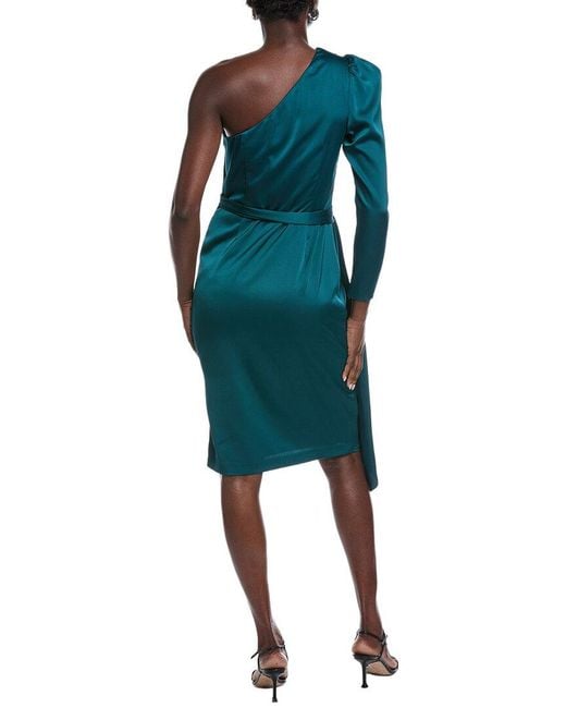 Aidan Mattox Green Solid Mid Dress