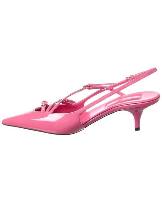 Miu Miu Pink Logo Patent Slingback Pump