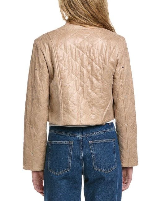 Joseph Ribkoff Natural Quilted Faux Leather Jacket
