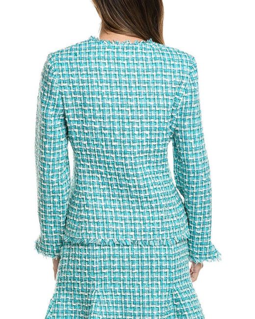 St. John Blue Edge To Edge Tweed Jacket