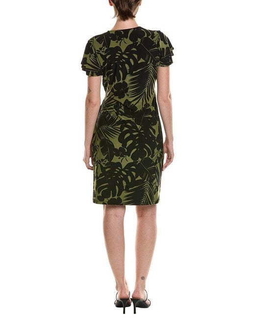 Anne Klein Green Flutter Sleeve Classic Wrap Dress