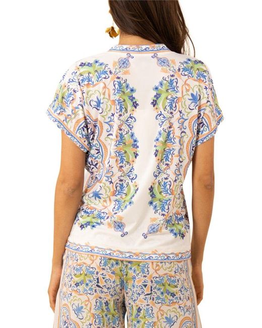 Hale Bob Blue Joelle Short Sleeve Top