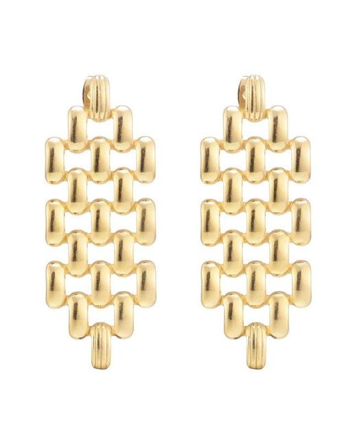 Adornia Metallic 18K Plated Stainless Steel Tarnish-Resistant Grid Drop Earrings