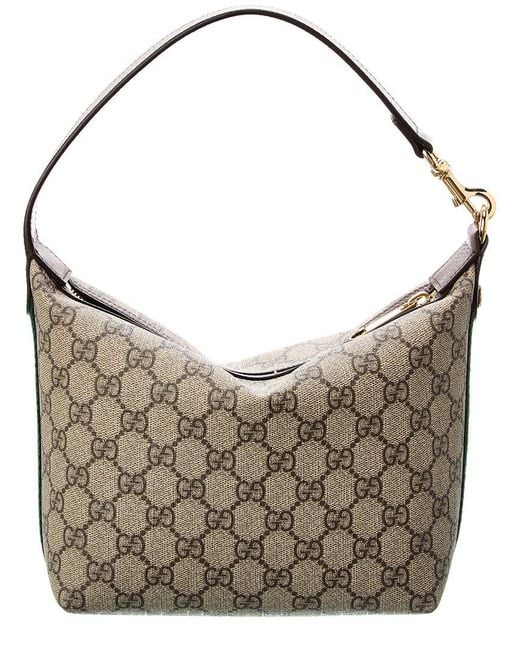 Gucci Gray Ophidia Mini GG Supreme Canvas & Leather Shoulder Bag