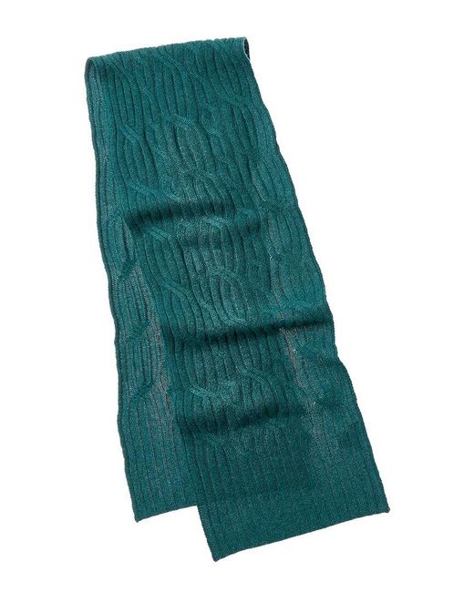 Hannah Rose Green Wide Cable Cashmere Scarf
