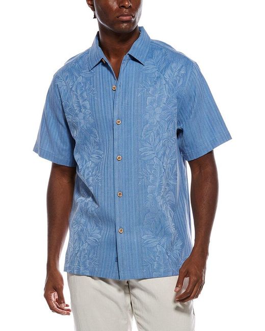 Tommy Bahama Blue Maui Border Silk Shirt for men