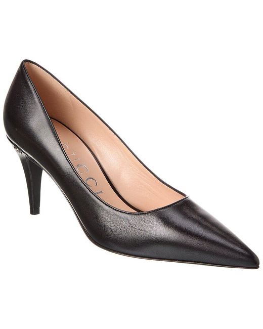 Gucci Logo Leather Pump in Metallic Lyst