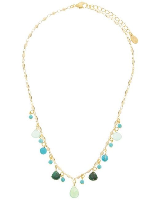 Rachel Reinhardt Jewelry Metallic 14K Plated Amazonite, Malachite & Dangle Necklace