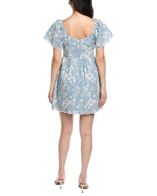 LOST AND WANDER Blue Springtide Splendor Mini Dress