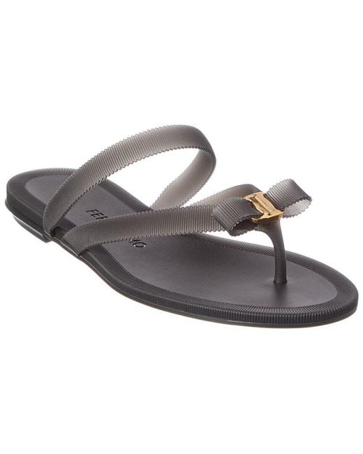 Ferragamo Gray Vara Bow Jelly Sandal