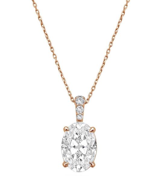 Diana M Metallic Diana M. 14K Rose 10.25 Ct. Tw. Lab-Grown Diamond Pendant Necklace