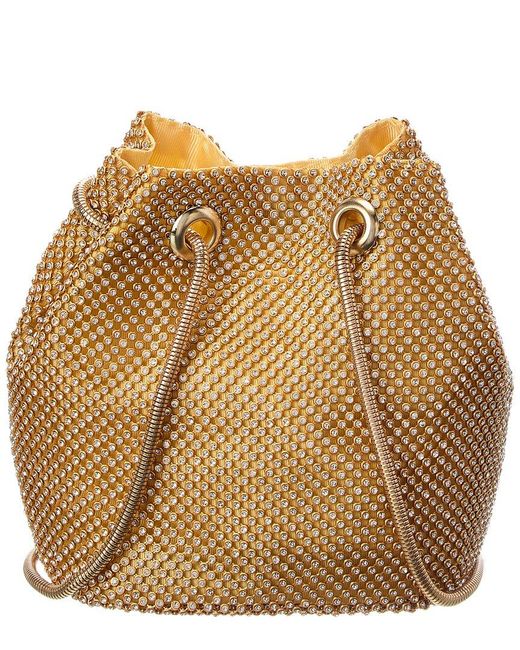 Rene Ruiz Natural Allover Crystal Bucket Bag