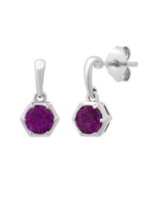 MAX + STONE Pink Max + Stone Silver 0.75 Ct. Tw. Amethyst Drop Earrings