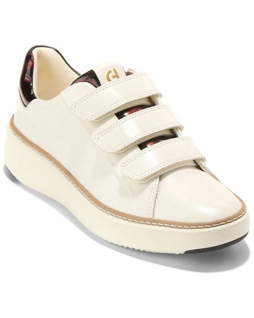 Cole Haan White Grandpro Topspin Triple Strap Patent Sneaker